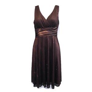 Vintage Y2K Laura Glitter Chiffon Satin Sleeveless Formal Dress Petite Size 4